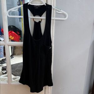 bebe Black Racerback Ring Tank Top